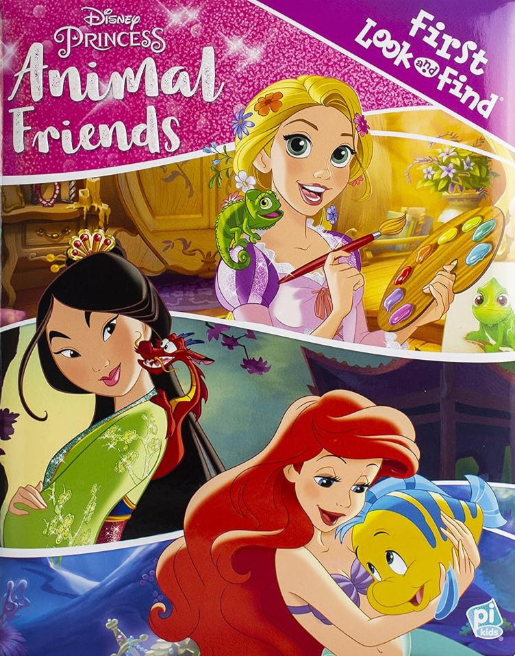 Disney Princess Rapunzel, Mulan, Ariel, and More! - Animal Friends First Look and Find Activity Book - PI Kids cover image