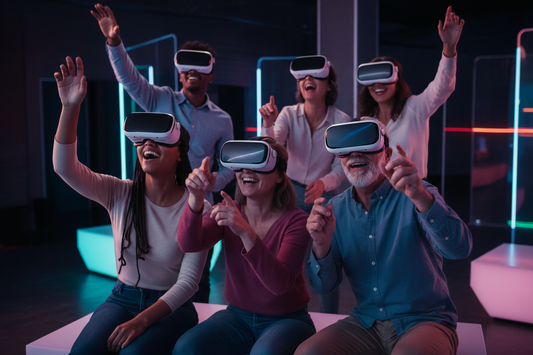AI generated image group wearing headsets