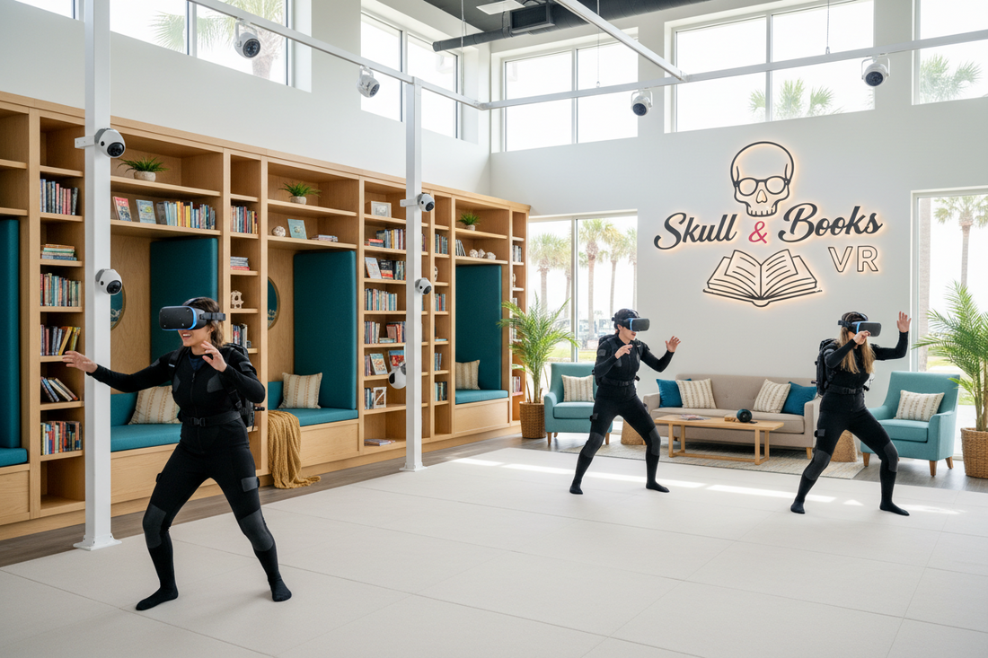AI generated image of Skull & Books VR