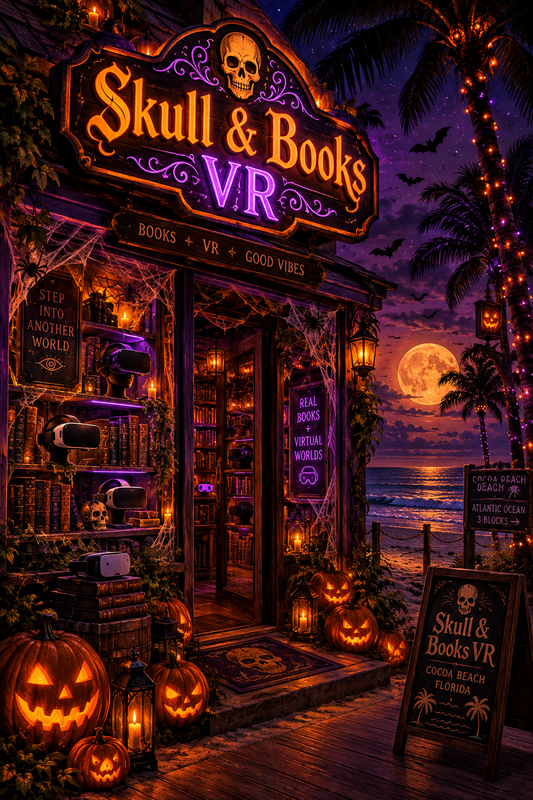 AI generated image Skull & Books VR Halloween