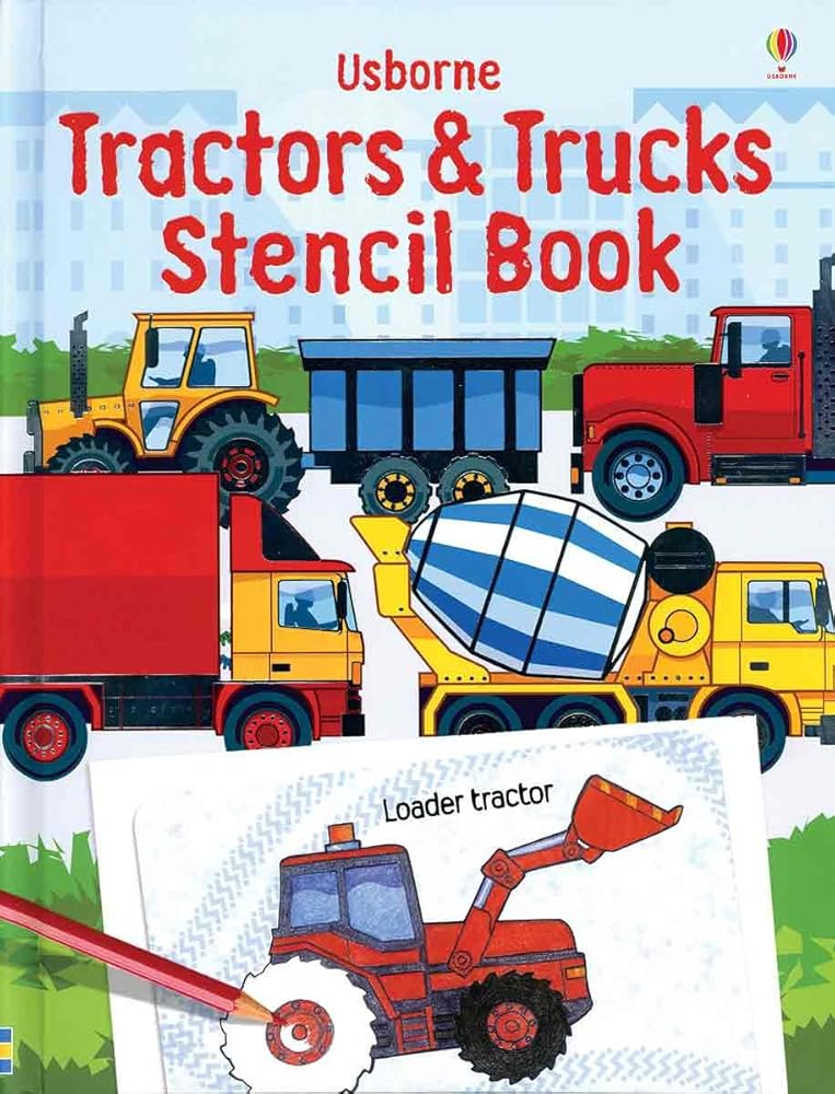 Usborne Tractors & Trucks Stencil Book (Stencil Books) cover image